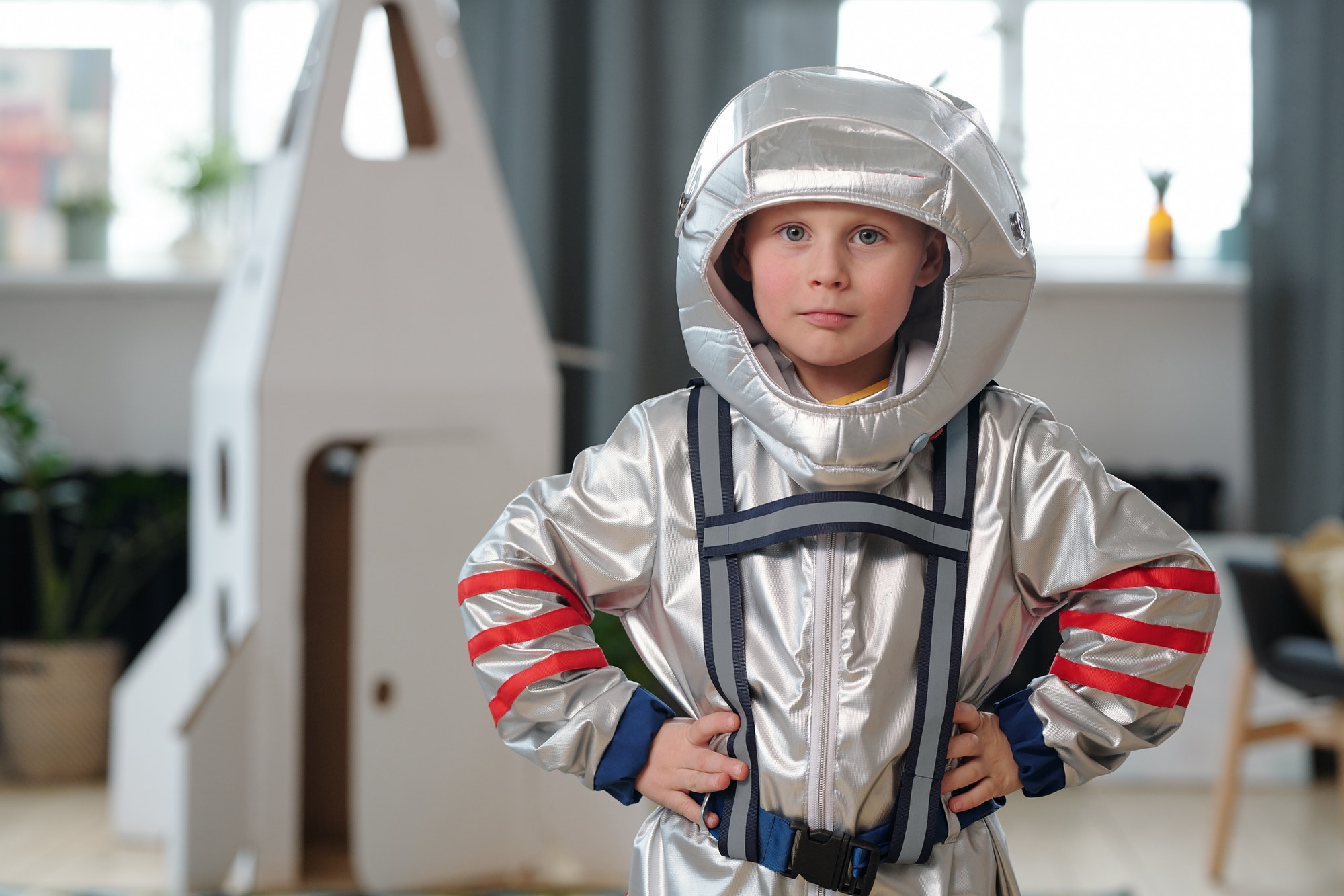Little boy in astronaut costume